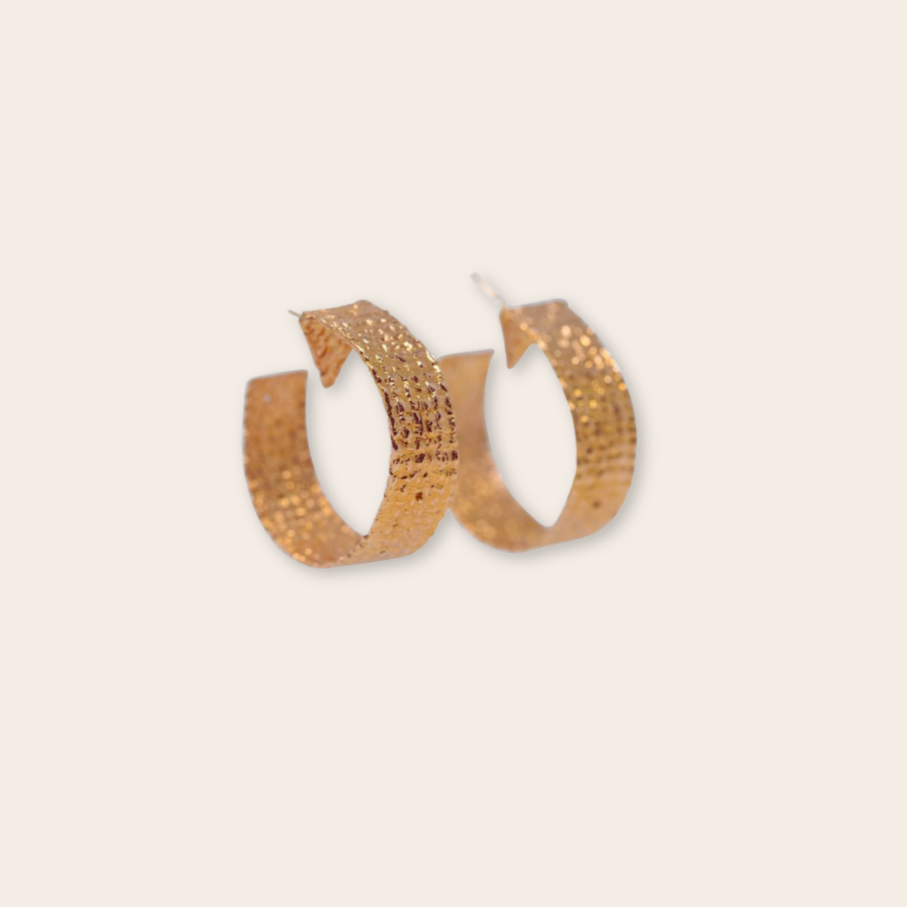 14k Rose Gold Burlap Hoop Earrings