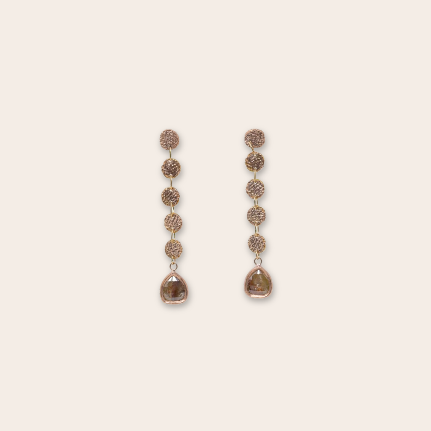 14K Rose Gold Discs with Diamond