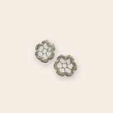 Silver Ruffle Flower Stud