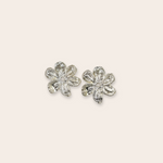 silver flower stud earring