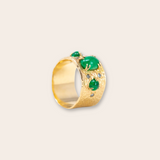 14k yellow gold cigar band emerald and diamonds