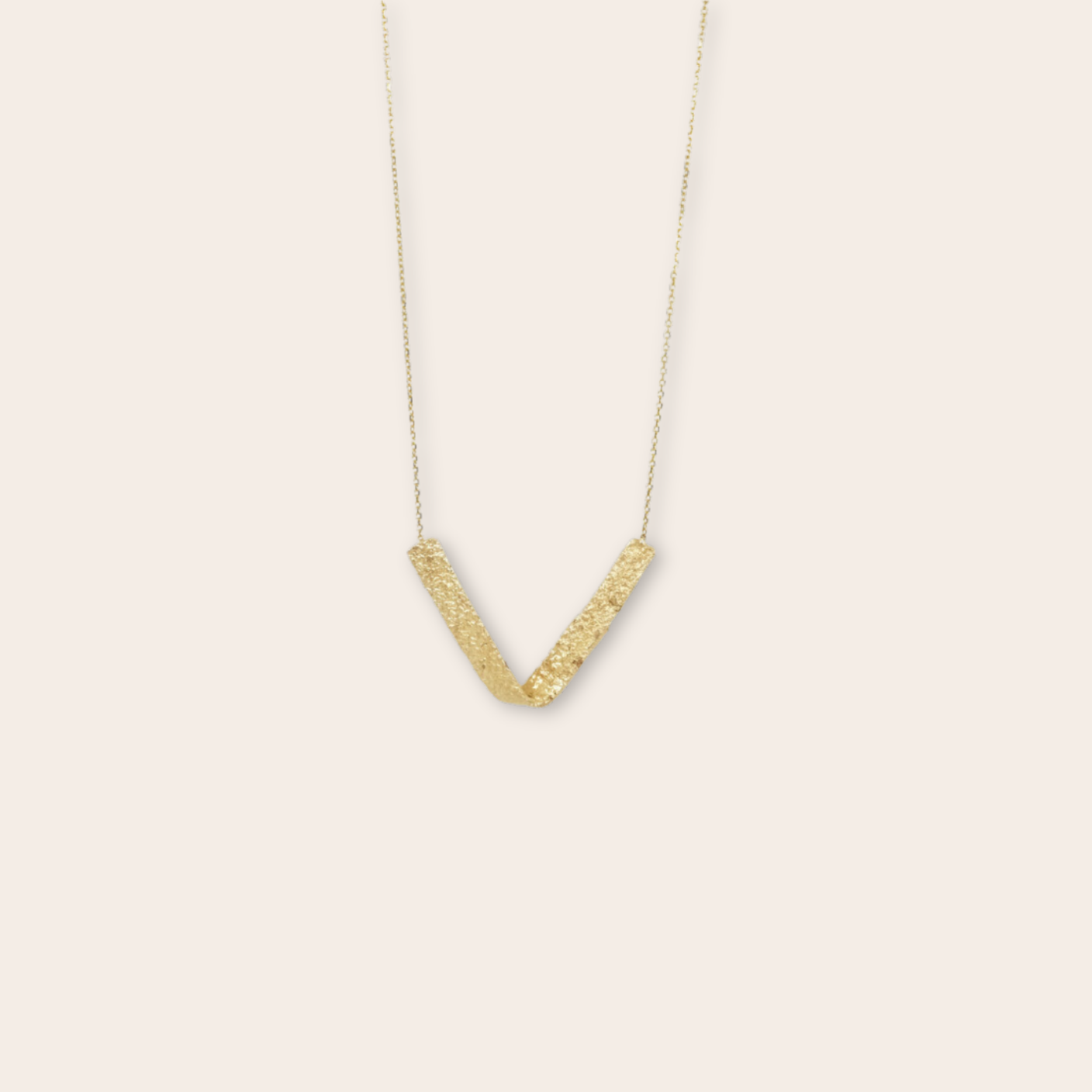 14K Yellow Wide Canvas V Necklace