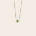 14K Yellow Square with Emerald Necklace