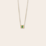 14K Yellow Square with Emerald Necklace