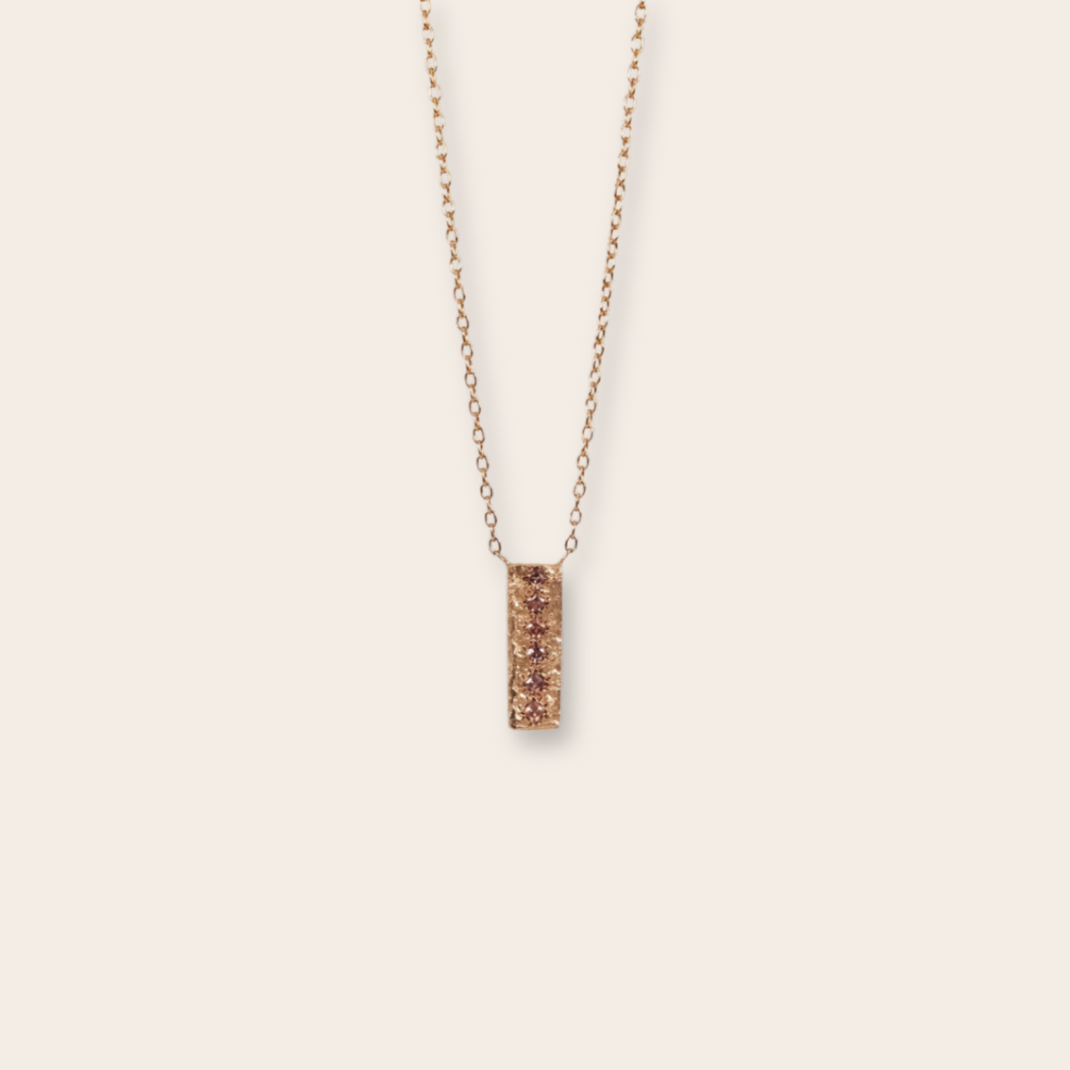 14K Rose Gold Horizontal Bar with 6 Lavender Sapphires
