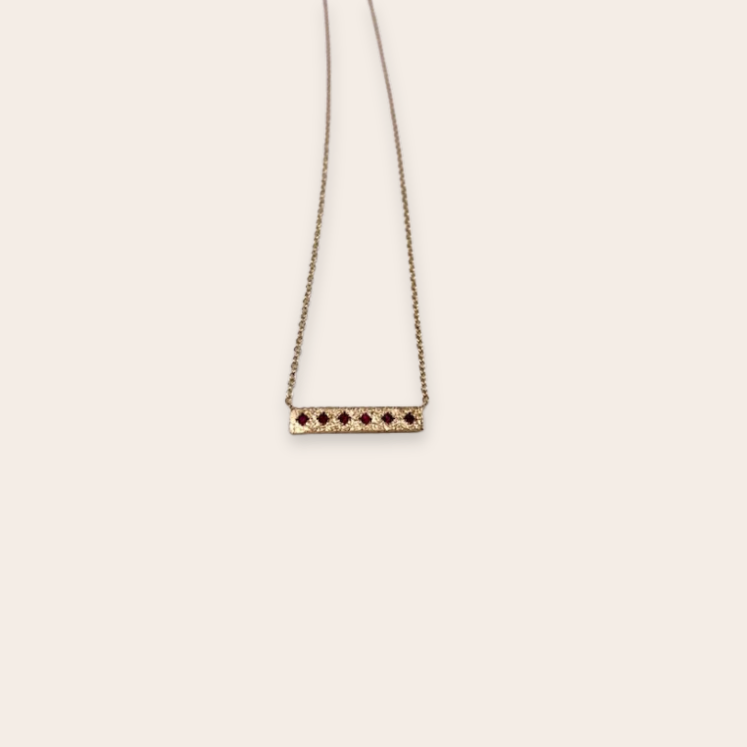 14k Yellow Gold and Ruby Bar Necklace