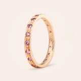 14K Rose Gold Canvas Channel Stacker with Round Cut Lavenders