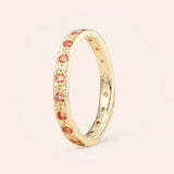 14K Canvas Skinny Stacker with Round Cut Peach Sapphires
