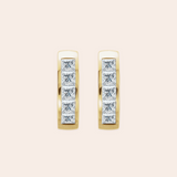 14K Yellow Gold Square Cut Diamond Huggies