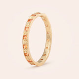 14K Canvas Skinny Stacker with Square Cut Saffron Sapphires
