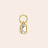 14K Yellow Gold Emerald Cut Diamond Huggie Charms