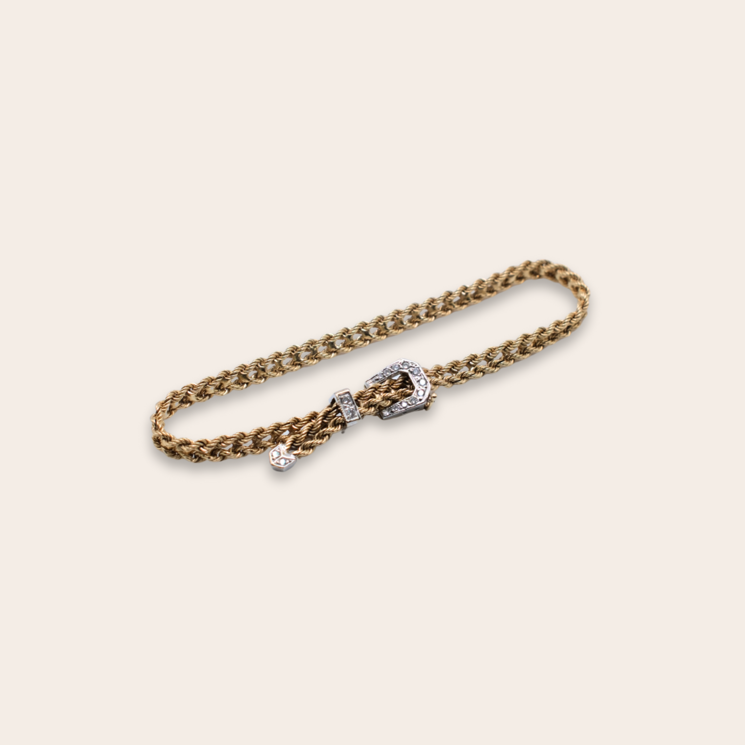 14K YG Estate Thin Diamond Belt Bracelet