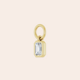 14K Yellow Gold Emerald Cut Diamond Huggie Charms