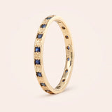 14K Canvas Skinny Stacker with Square Cut Sapphires