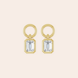 14K Yellow Gold Emerald Cut Diamond Huggie Charms