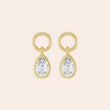 14K Yellow Gold Pear Cut Diamond Huggie Charms