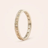 14K White Gold Canvas Channel Stacker with Round Cut Diamonds