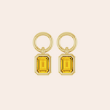 14K Yellow Gold Emerald Cut Yellow Sapphire Huggie Charms