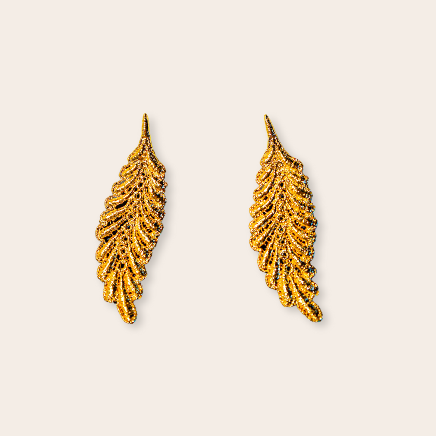 bronze long feather earring