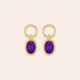 14K Yellow Gold Oval Cut Amethyst Huggie Charms