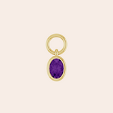 14K Yellow Gold Oval Cut Amethyst Huggie Charms