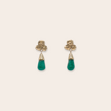14K Yellow Gold Lace with Prong Set Emerald Cab Drop