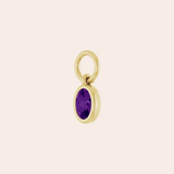 14K Yellow Gold Oval Cut Amethyst Huggie Charms