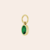 14K Yellow Gold Oval Cut Emerald Huggie Charms