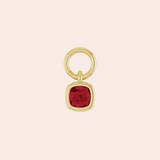 14K Yellow Gold Cushion Cut Ruby Huggie Charms