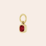 14K Yellow Gold Cushion Cut Ruby Huggie Charms