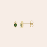 14K Yellow Gold Green Sapphire & Diamond Mini Studs