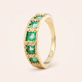 14K Canvas Tapered Mid Cigar with Graduated Square Cut Emeralds