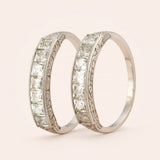 Pair of Platinum French Cut Diamond Stacker Bands