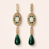 14K Yellow Gold Bar with Sapphire and Malachite