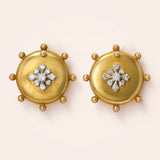 18K Yellow Gold Clip-On Earrings with Diamonds
