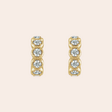 14K Yellow Gold Prong Set Diamond Mini Hoop Earrings