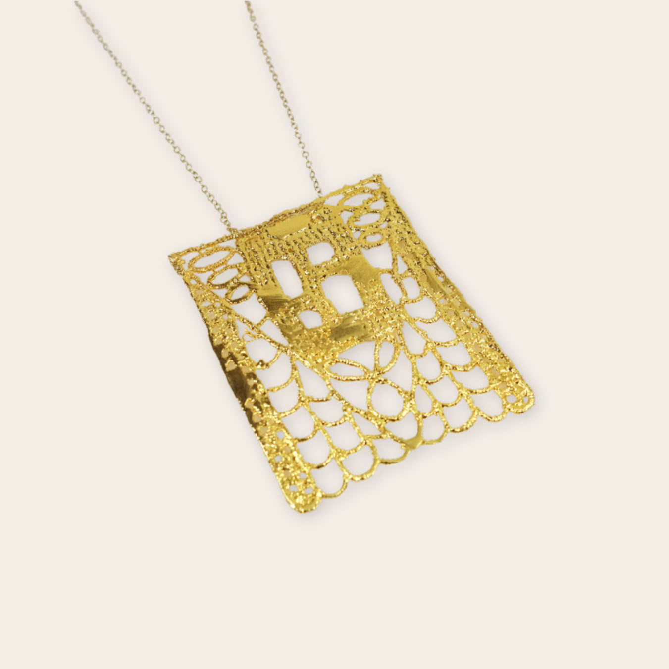 gold plate square necklace