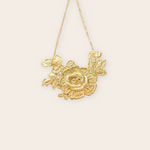 Gold Plate Large Rose Necklace