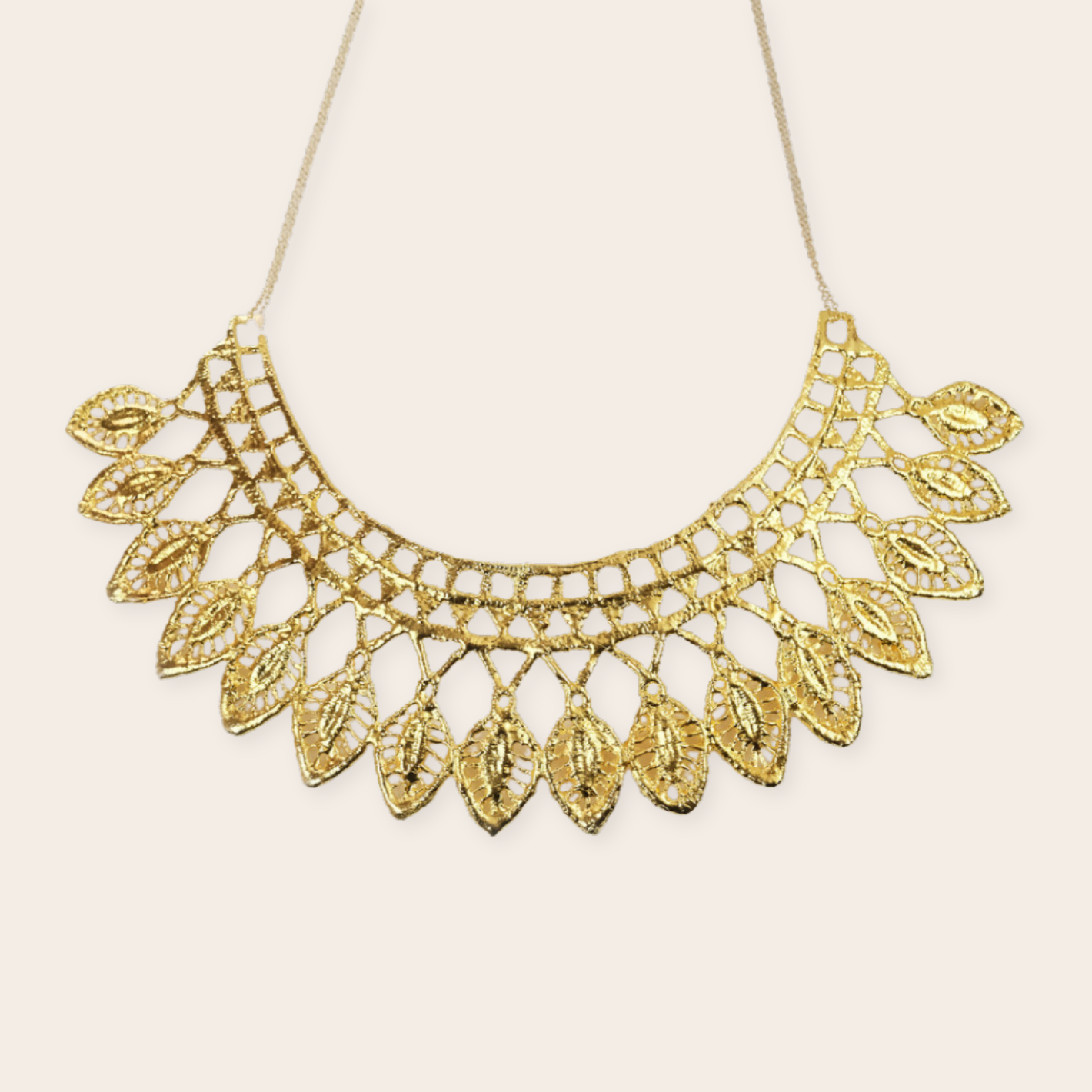 Gold Plate Layered Collar Necklace