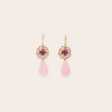 14k Yellow Gold Lace With Ruby Cabs and Opal Drop