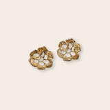 bronze ruffle flower stud