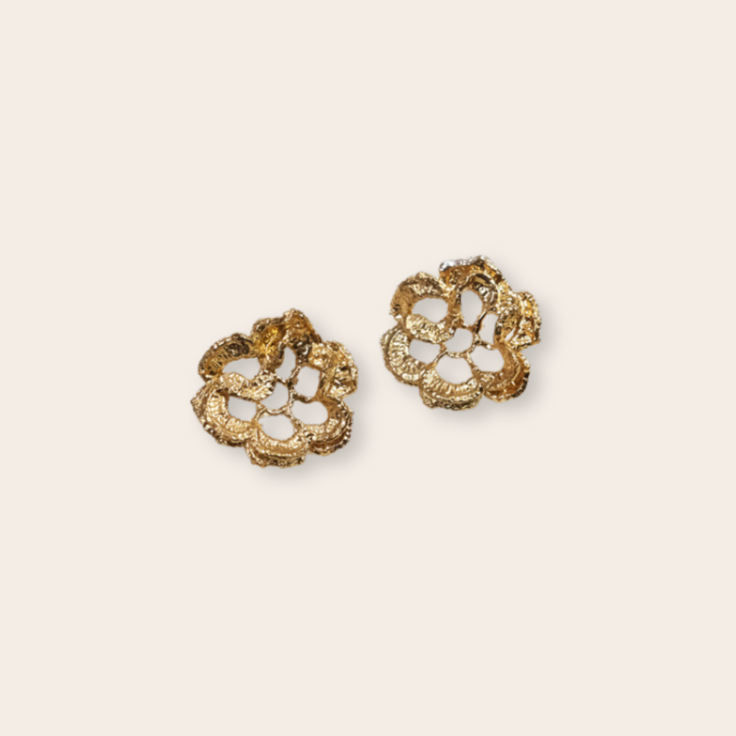 bronze ruffle flower stud
