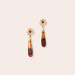 14K YELLOW GOLD DAISY WITH SAPPHIRE AND CACOXENITE DROP