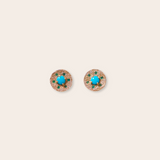 14K Yellow Gold Disc with Turquoise and Emeralds