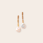 14k Yellow Gold Long Oval with Pearl