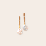 14k Yellow Gold Long Oval with Pearl