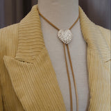 Silver Burlap Heart Bolo Slide