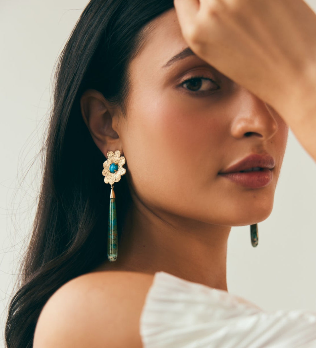 14K YG Turquoise Flower - Opal Drop