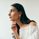 14k Yellow Gold Round Disc with Teardrop Pearl and Bead Cap