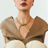 15k Yellow Gold Knotted Tassel Estate Necklace with Victorian Collar